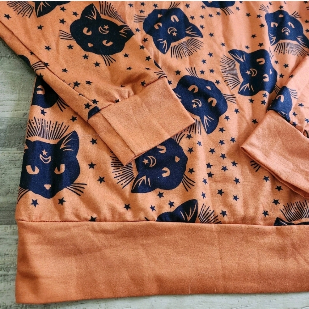 Halloween Pullover Black Cats Magic Black Cats Witchcraft Size Large Soft Cozy - Picture 10 of 16